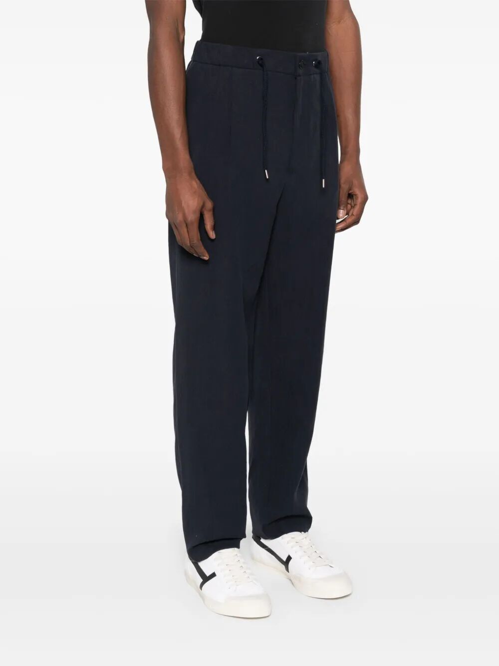 GIORGIO ARMANI Pleat-Detailing Straight Leg Linen Trousers