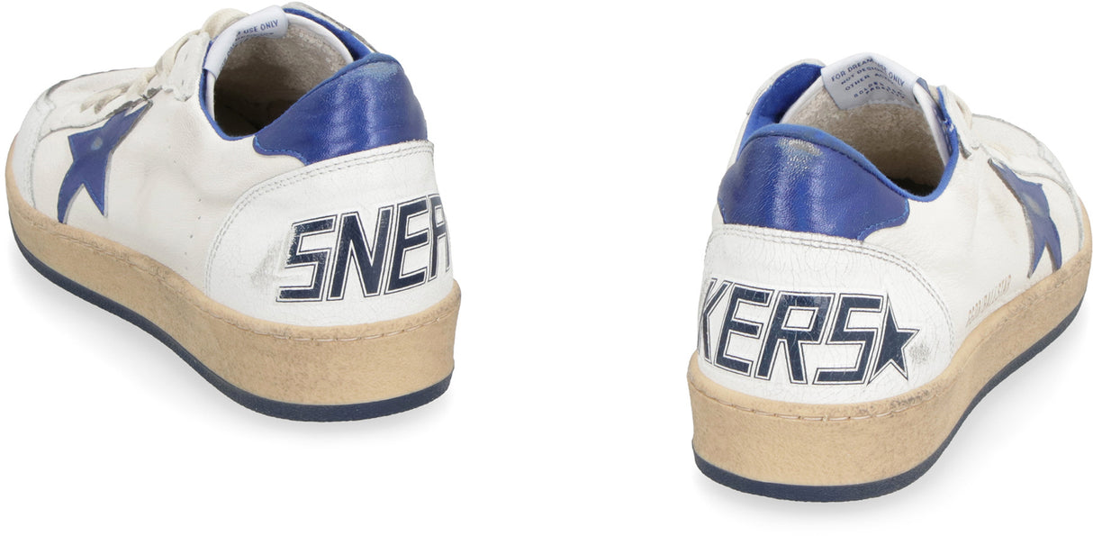 Men's Used-Effect Leather Golden Goose Sneakers with Contrasting Details