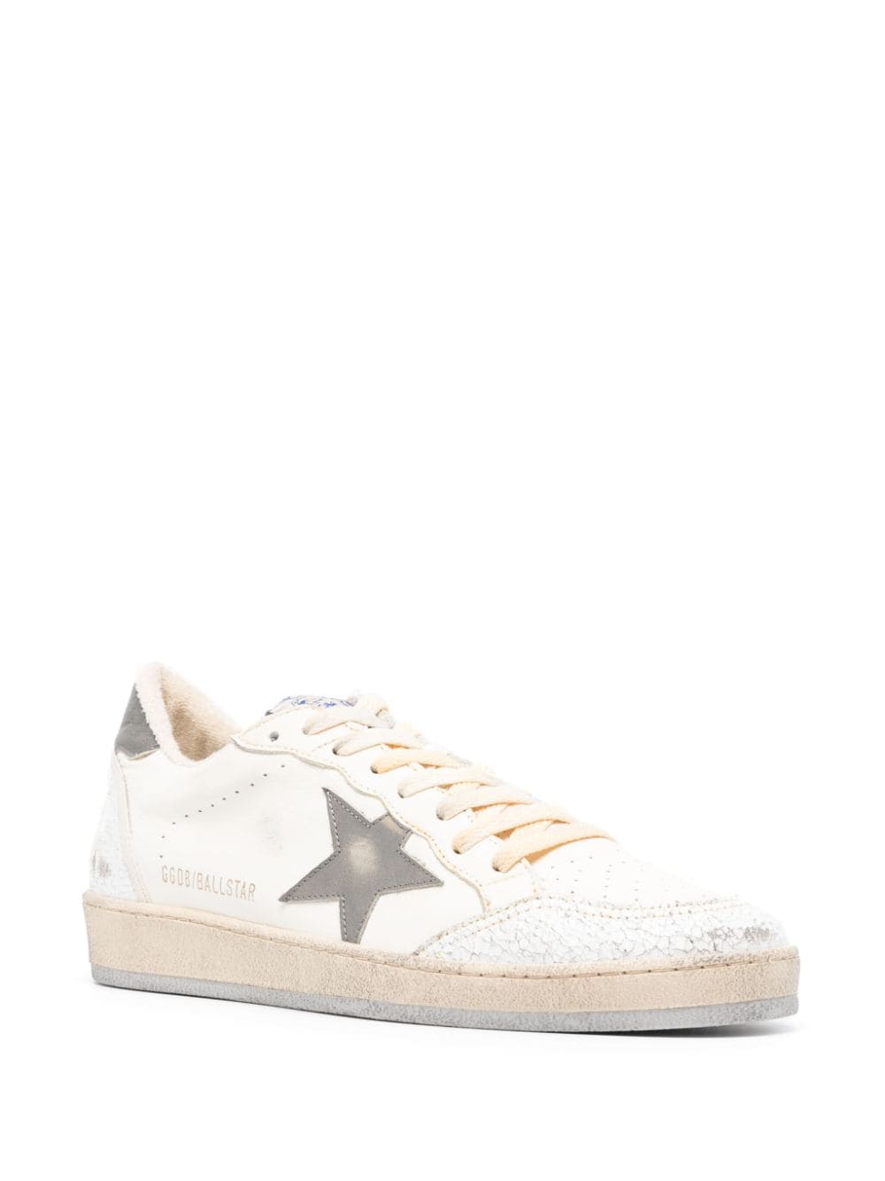 GOLDEN GOOSE メンズホワイトレザースニーカー（ロゴ入りパーフォレーショントウ）