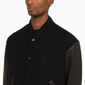 GOLDEN GOOSE Men's Wool Bomber Jacket with Leather Sleeves