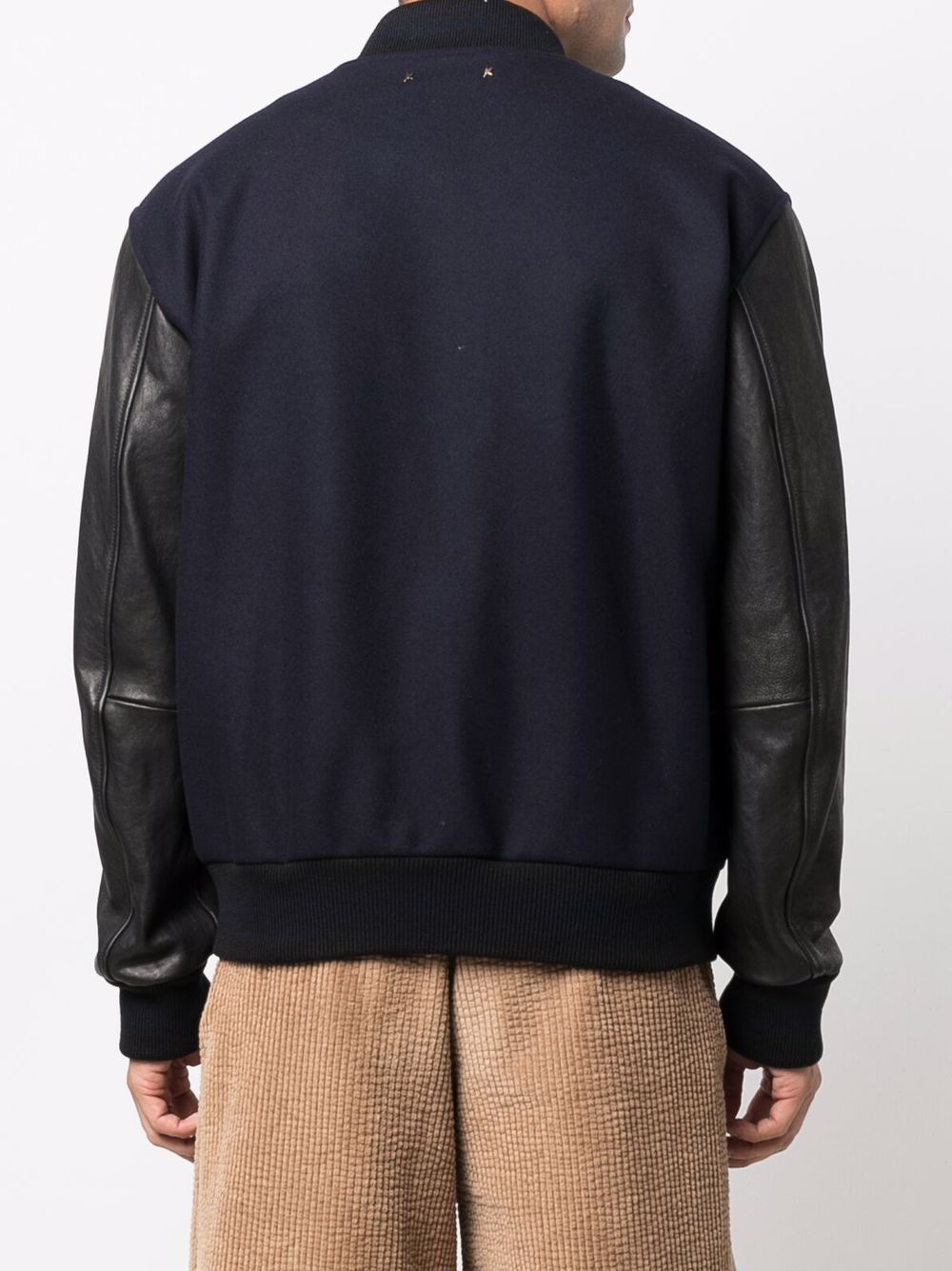 GOLDEN GOOSE Men's Wool and Leather Bomber Jacket