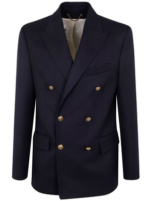 GOLDEN GOOSE Double Breasted Blazer in Compact Gabardine Wool