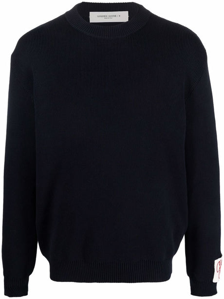 GOLDEN GOOSE Men's Cotton Blend Ribbed Knit Crewneck Sweater