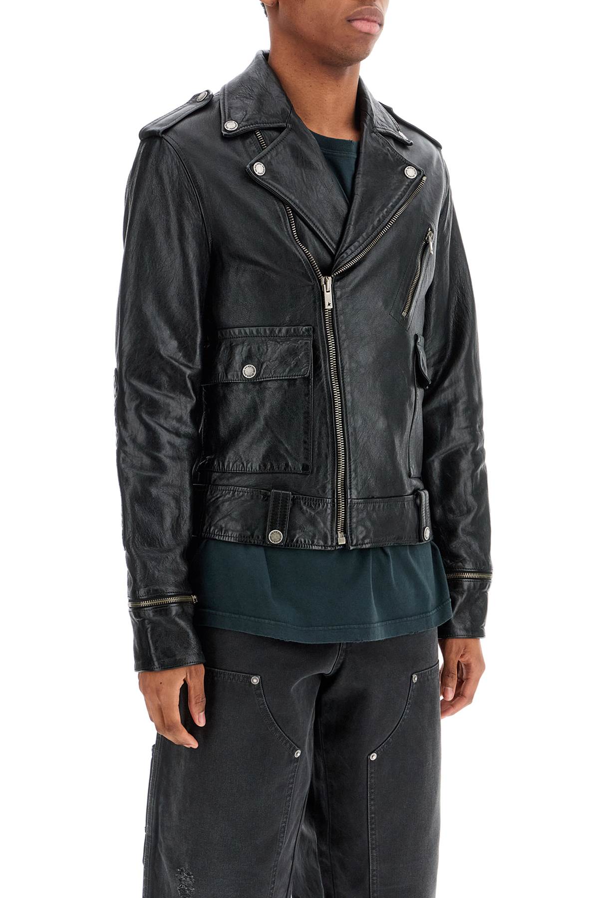 GOLDEN GOOSE Men's Waxed Leather Classic Chiodo Jacket