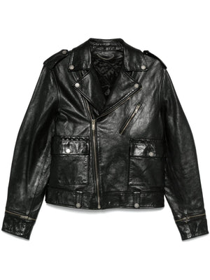 GOLDEN GOOSE Leather Jacket with Zip Fastening and Pockets