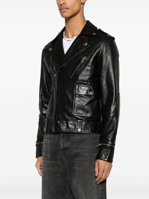 GOLDEN GOOSE Leather Jacket with Zip Fastening and Pockets