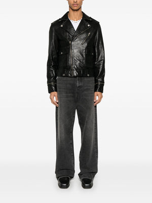 GOLDEN GOOSE Leather Jacket with Zip Fastening and Pockets