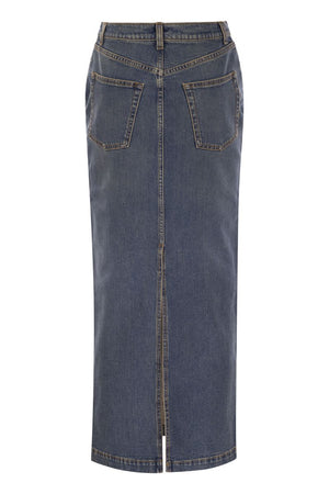 FABIANA FILIPPI Long Denim Skirt with Back Slit