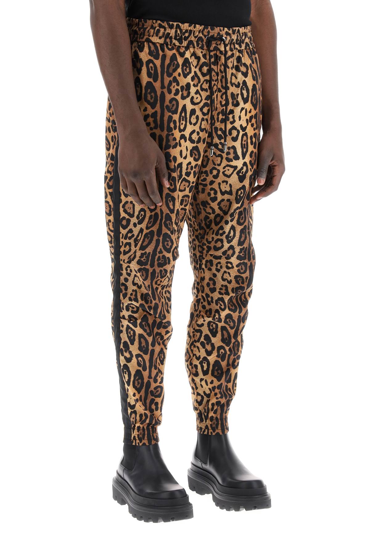 DOLCE & GABBANA Men's Leopard Print Nylon Jogger Pants