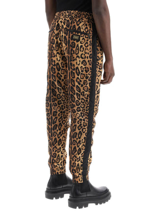 DOLCE & GABBANA Men's Leopard Print Nylon Jogger Pants