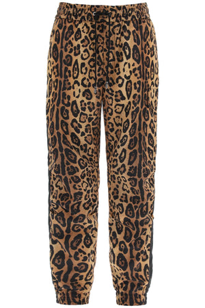 DOLCE & GABBANA Men's Leopard Print Nylon Jogger Pants