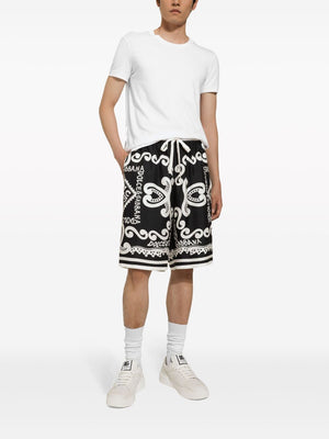 DOLCE & GABBANA Men's Printed Silk Bermuda Shorts for SS24