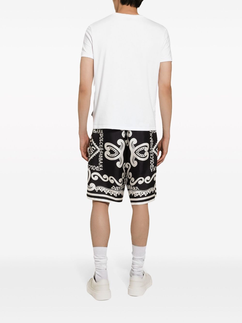 DOLCE & GABBANA Men's Printed Silk Bermuda Shorts for SS24