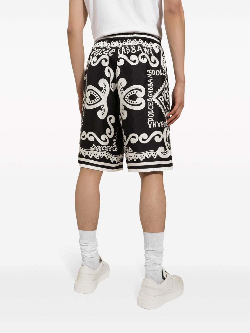 DOLCE & GABBANA Men's Printed Silk Bermuda Shorts for SS24