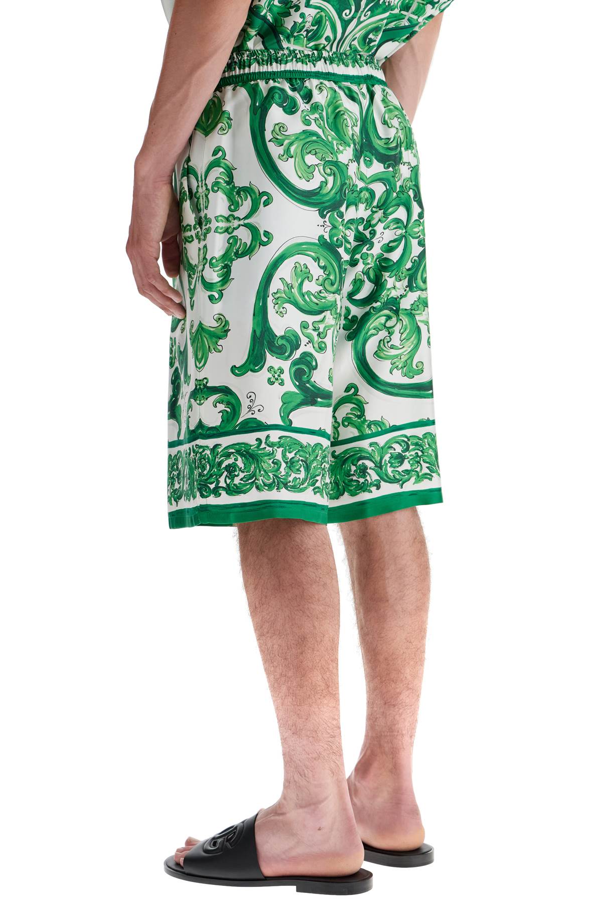 DOLCE & GABBANA Luxury Silk Bermuda Shorts with Maiolica Print