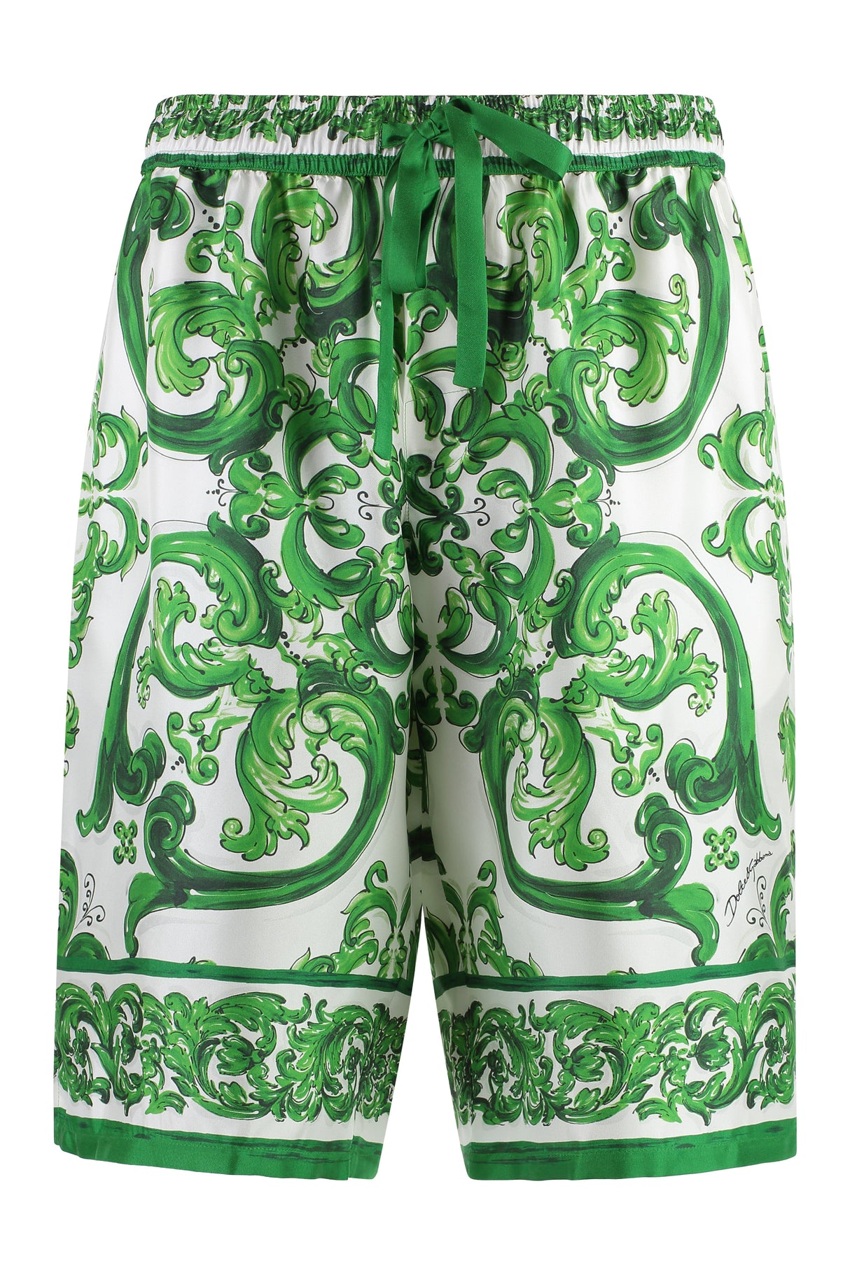 DOLCE & GABBANA Luxury Silk Bermuda Shorts with Maiolica Print