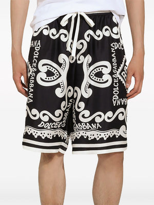 DOLCE & GABBANA Knee-Length Logo-Print Silk Shorts for Men