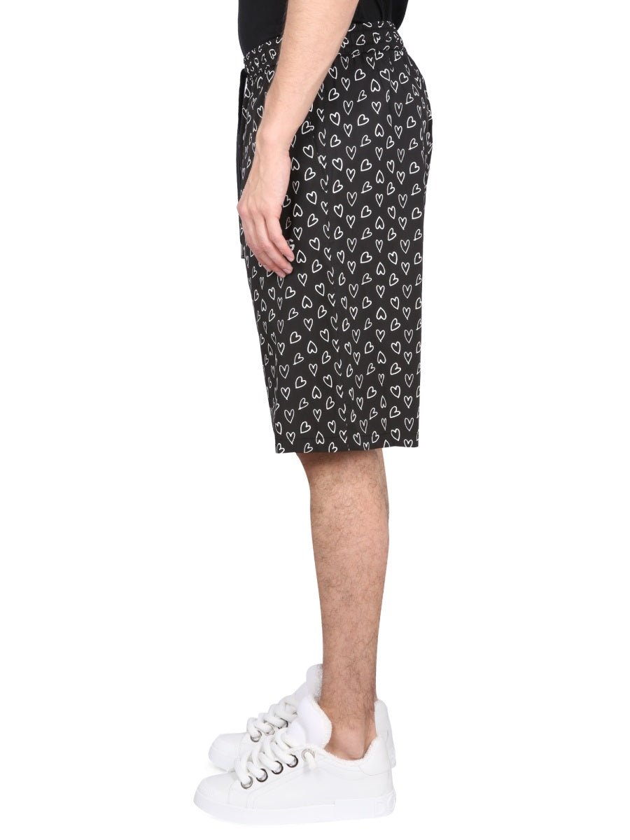 DOLCE & GABBANA Heart Print Bermuda Shorts for Men - SS23 Collection