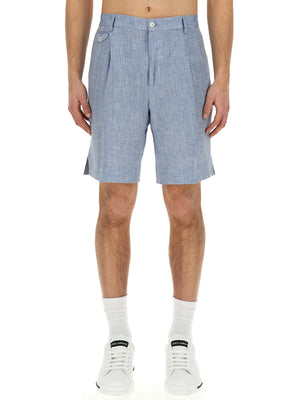 DOLCE & GABBANA Men's Linen Bermuda Shorts - Regular Fit Size 50