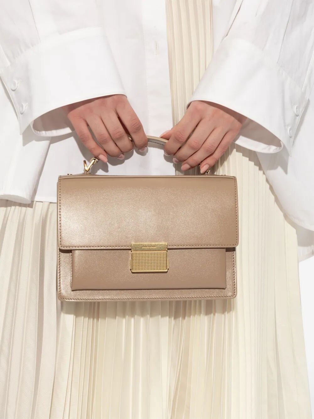 GOLDEN GOOSE Mini Handbag with Palmellato Leather and Gold Metal Details