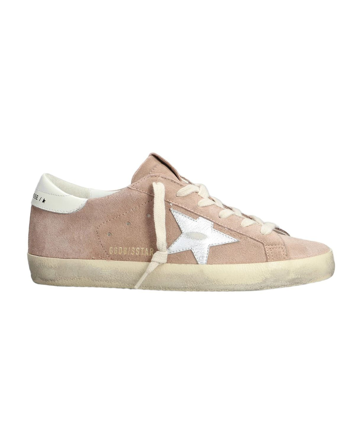 GOLDEN GOOSE Super-Star Chic Sneakers in Pink, Silver, and White