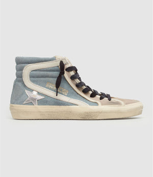 GOLDEN GOOSE Chic Slide Sneakers in Smoke Blue and Beige