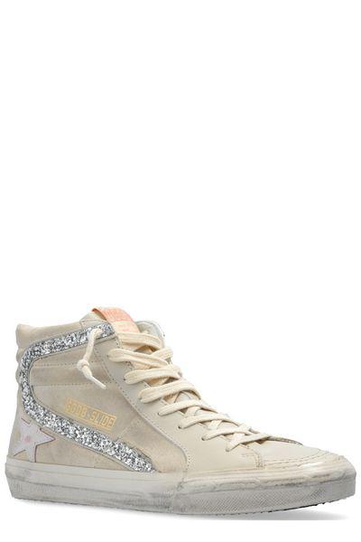 GOLDEN GOOSE パールグレーの高級スライドスニーカー