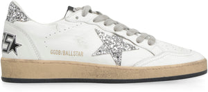 GOLDEN GOOSE Vintage White Leather Sneakers with Glitter Star for Women