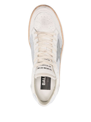 GOLDEN GOOSE Chic Leather Lace-Up Sneakers with Glitter Detailing