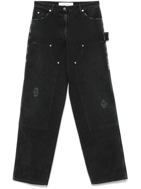 GOLDEN GOOSE Distressed Cotton Jeans with Front Patches for Women