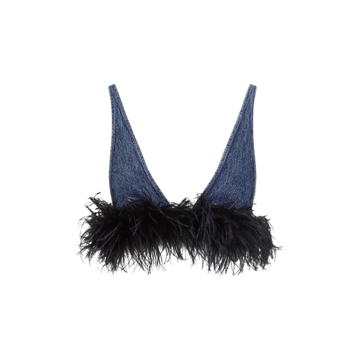 MIU MIU Cotton Top with Feathers