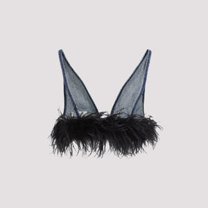 MIU MIU Cotton Top with Feathers