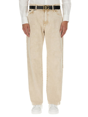 DOLCE & GABBANA Men's Denim Pants with Button Closure and Belt Loops