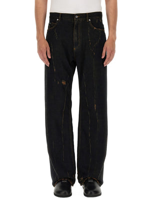 DOLCE & GABBANA Men's Denim Pants with Button Closure and Belt Loops