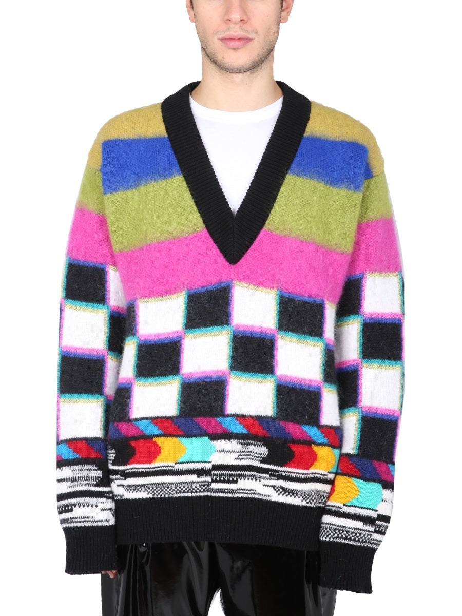 DOLCE & GABBANA Glitch V-Neck Sweater for Men