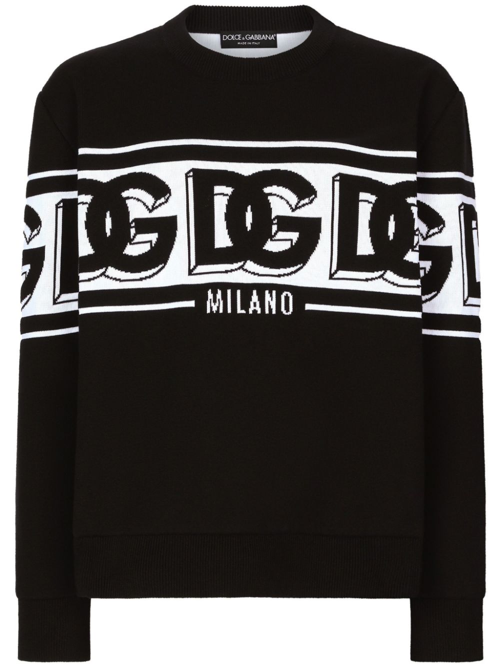 DOLCE & GABBANA Intarsia Knit Logo Crew Neck Jumper - Men's