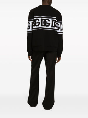 DOLCE & GABBANA Intarsia Knit Logo Crew Neck Jumper - Men's