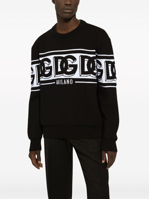 DOLCE & GABBANA Intarsia Knit Logo Crew Neck Jumper - Men's