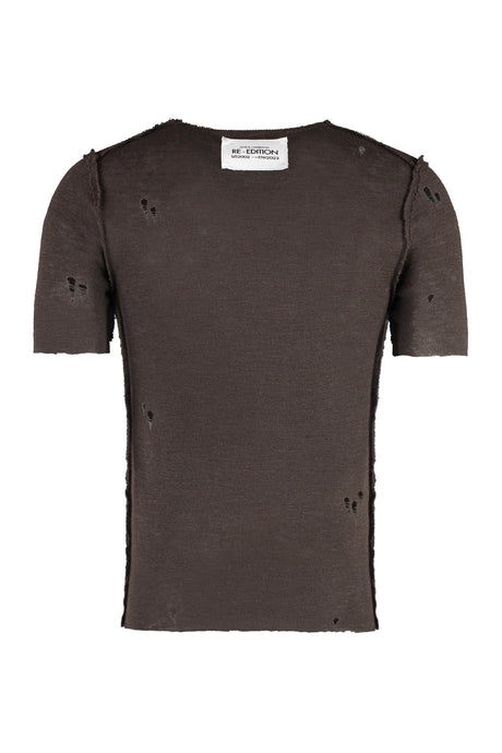 DOLCE & GABBANA Worn-Out Details Knit T-Shirt - Brown