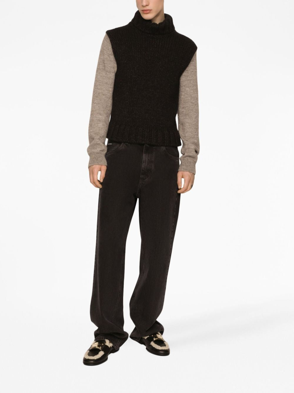 DOLCE & GABBANA Men's Grey Wool Turtleneck Sweater for FW24