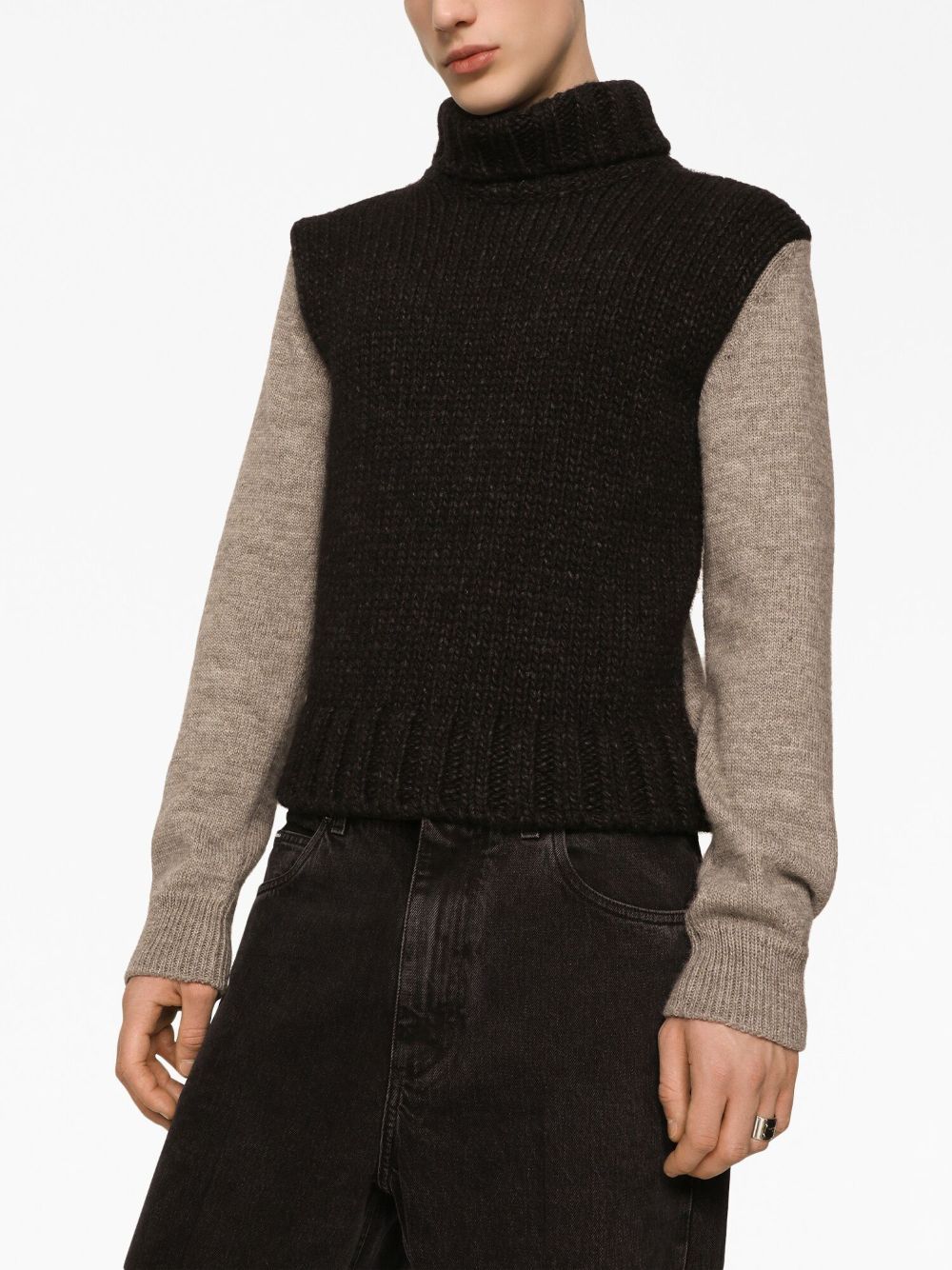 DOLCE & GABBANA Men's Grey Wool Turtleneck Sweater for FW24