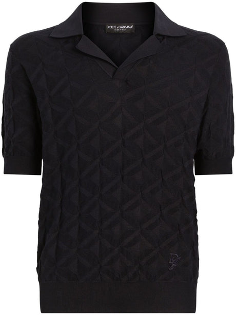 DOLCE & GABBANA Men's Mini Knit Polo Shirt for SS25