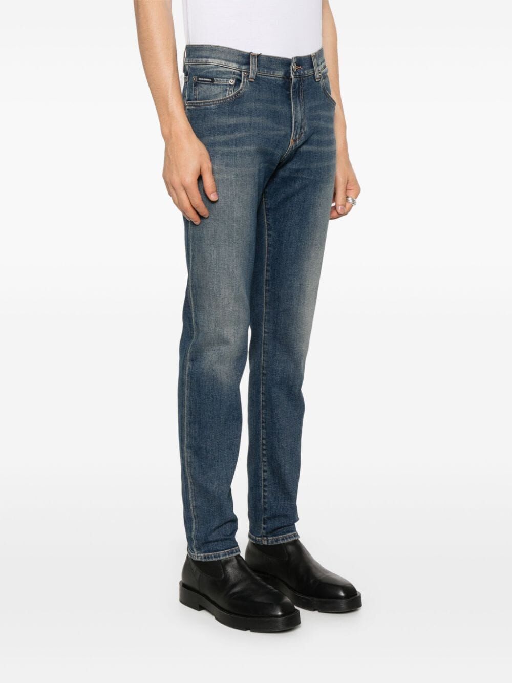 DOLCE & GABBANA Slim Fit Logoplaque Jeans for Men