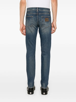 DOLCE & GABBANA Slim Fit Logoplaque Jeans for Men