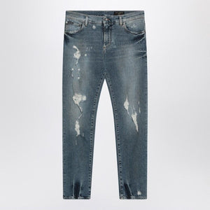 DOLCE & GABBANA Ripped Stretch Denim Jeans for Men