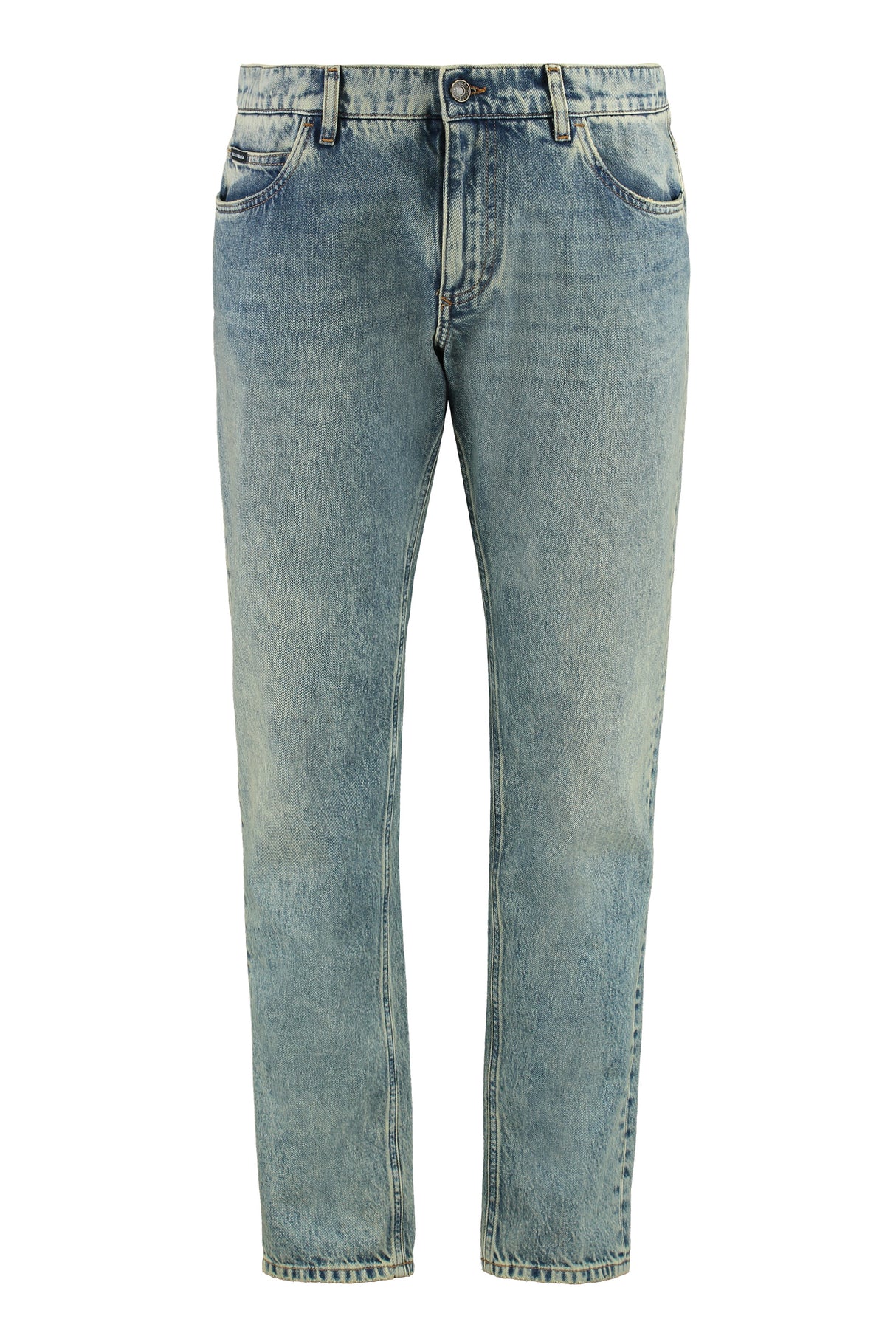 DOLCE & GABBANA Regular Fit Denim Jeans with Contrasting Stitching