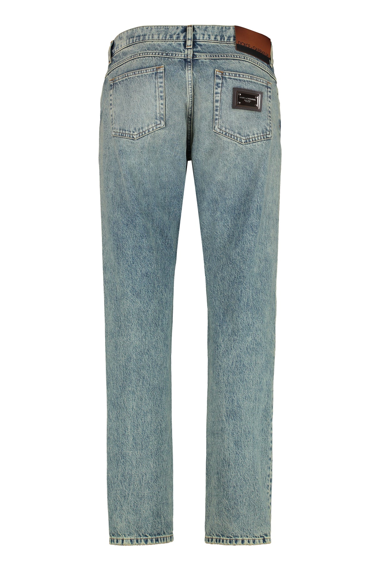 DOLCE & GABBANA Regular Fit Denim Jeans with Contrasting Stitching