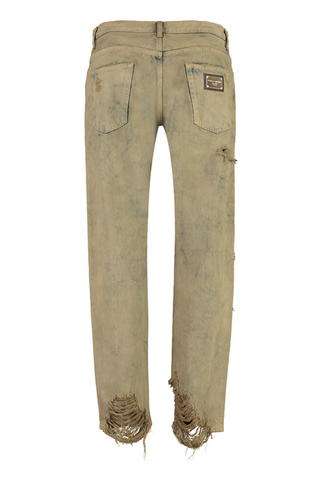 DOLCE & GABBANA 5-Pocket Distressed Loose Jeans for Men