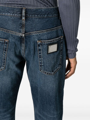 DOLCE & GABBANA Timeless Straight Leg Jeans with Mini Tag