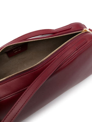 KHAITE Burgundy Leather Shoulder Handbag - FW24